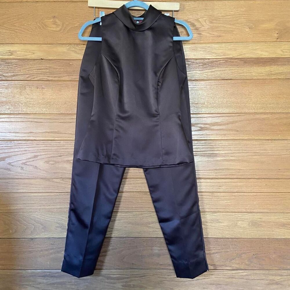 Cache vintage 90s brown satin pant set